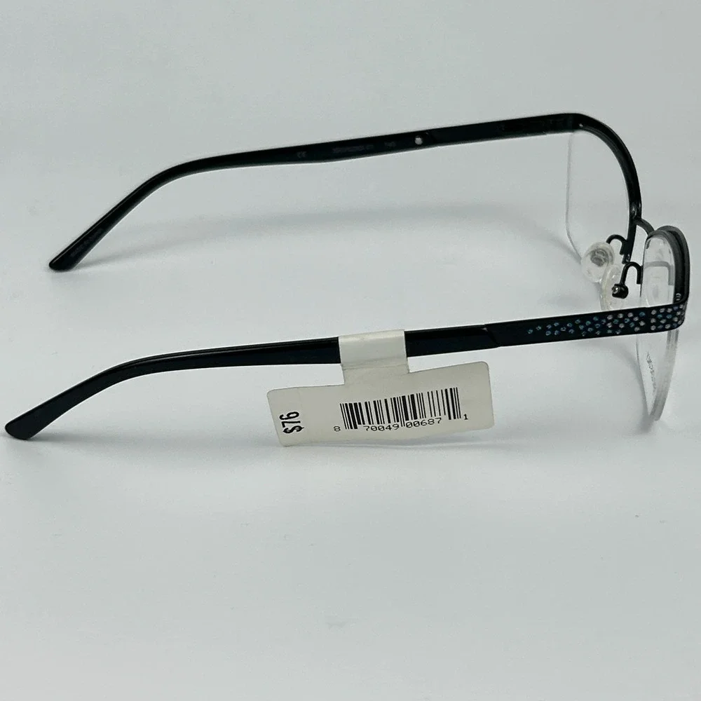 Walmart Womens XRIY02NS Eyeglasses Frame Black Glitter Epoxies Half Rim 140